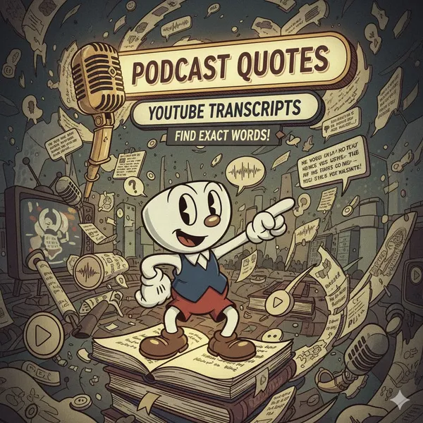 Prompt; a search page via youtube podcasts transcripts (exact quotes)